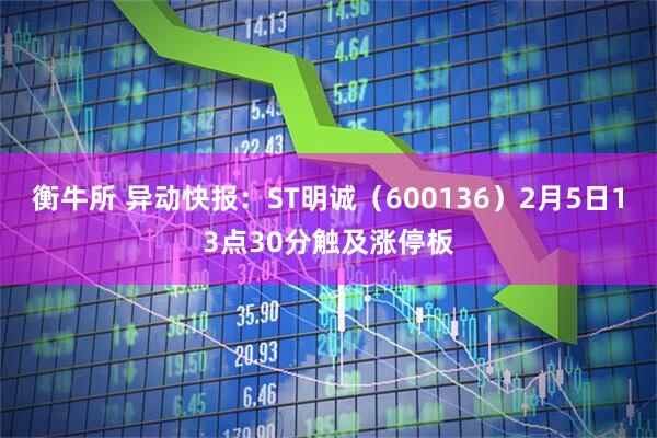 衡牛所 异动快报：ST明诚（600136）2月5日13点30分触及涨停板